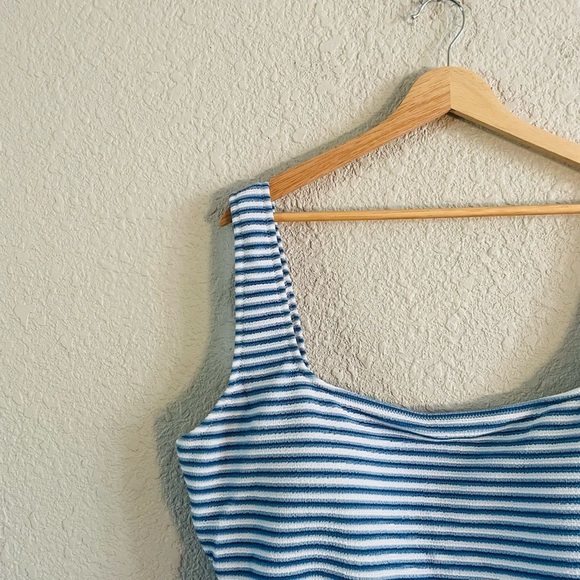 J. Crew Textured Blue White Stripe Scoop Back One-Piece Swimsuit NWT - Picture 5 of 10